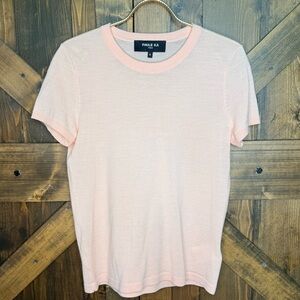 PAULE KA light pink 100% wool knit short-sleeved crew neckline sweater size M